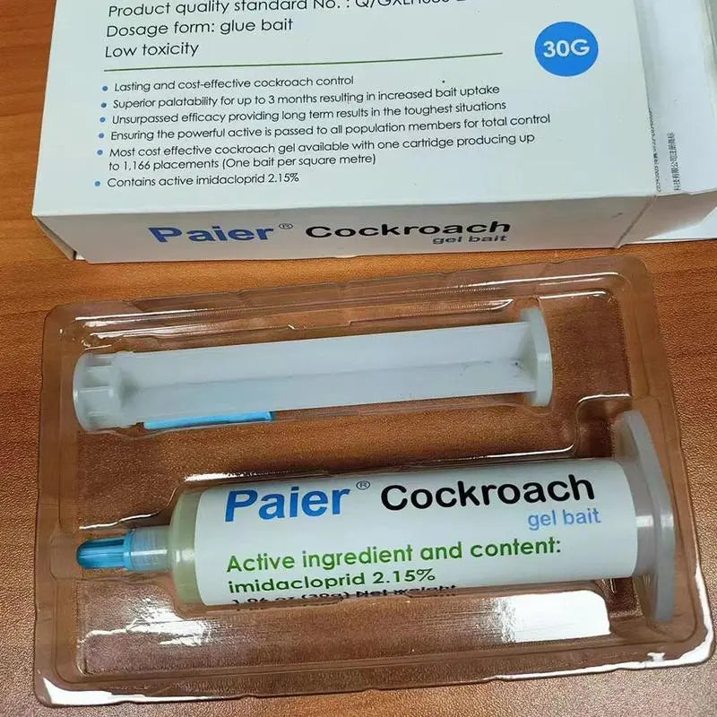 Paier Indoor Cockroach Killer, 4-Pack, 30G per Tube, 1 Dropper, 2 Nozzles, German Cockroach Control, Suitable for Both Indoor and Outdoor Use, Cockroach Gel, Applicable to American Cockroaches, German Cockroaches, and Other Cockroach Species.