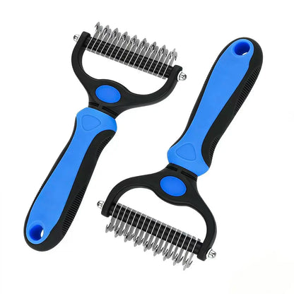 Pet Dematting Undercoat Rake for Long-Haired Dogs & Cats, Double-Sided Grooming Comb for Loose Fur and Light Tangles, Routine Pet Coat Care Tool, Results May Vary by Coat Type