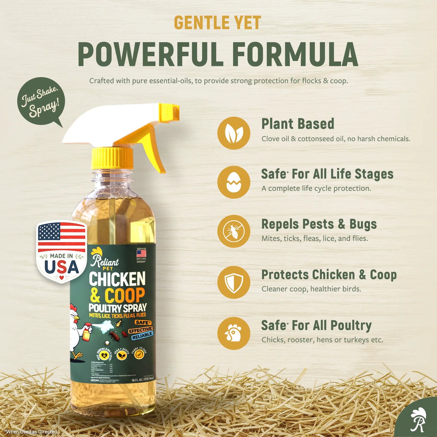 Reliant Pet Chicken & Coop Poultry Spray for Mites,Lice,Ticks,Fleas and Flies - Safe for Use on Chickens and No Egg Removal Needed - Sale - Mother'S Day Sale - Father'S Day Sale - Deals for You Days Sale