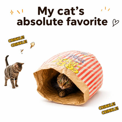 Upgrade Cat Toy Cute Large Kraft Paper Double-Layer Crinkle Bag Cat Hideout (29.53*13.78Inch), Hide & Seek Play Tunnel Cat Bed Puzzle Relaxation, Cat Hideout Toy Cat Crinkle Toy for Indoor Kittens & Adult