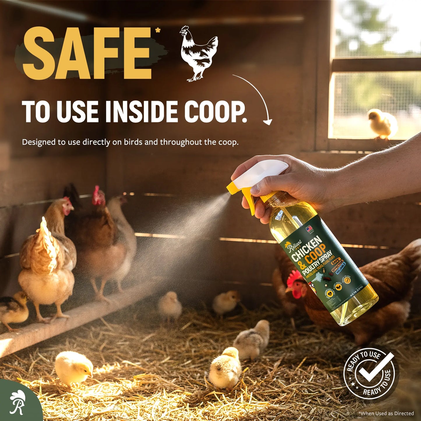 Reliant Pet Chicken & Coop Poultry Spray for Mites,Lice,Ticks,Fleas and Flies - Safe for Use on Chickens and No Egg Removal Needed - Sale - Mother'S Day Sale - Father'S Day Sale - Deals for You Days Sale