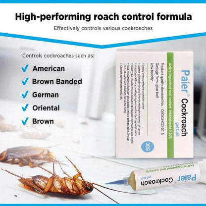 Paier Indoor Cockroach Killer, 4-Pack, 30G per Tube, 1 Dropper, 2 Nozzles, German Cockroach Control, Suitable for Both Indoor and Outdoor Use, Cockroach Gel, Applicable to American Cockroaches, German Cockroaches, and Other Cockroach Species.
