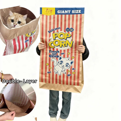 Upgrade Cat Toy Cute Large Kraft Paper Double-Layer Crinkle Bag Cat Hideout (29.53*13.78Inch), Hide & Seek Play Tunnel Cat Bed Puzzle Relaxation, Cat Hideout Toy Cat Crinkle Toy for Indoor Kittens & Adult
